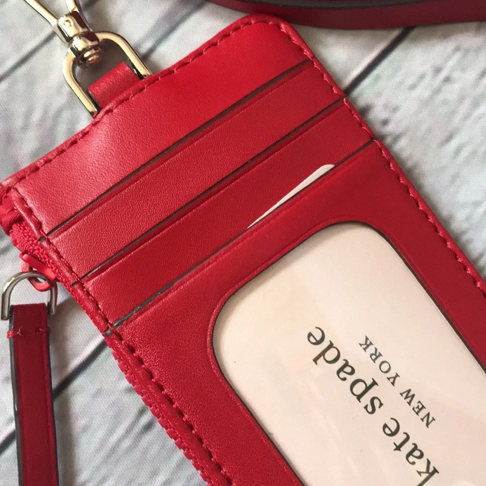 KATE SPADE RED CAMERA BAG AND CARD CASE/LANYARD